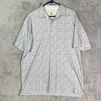 Hickey Freeman Blue White Short Sleeve Cactus Golf Polo Size Large - Image 1 of 4