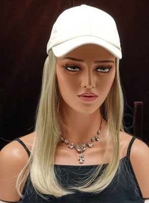 SOMBRERO LARGO de Henry Margu, Sombrero Beige con Pelo, Cabello Rubio Claro 16H, ¡LIQUIDACIÓN! NUEVO Foto 1 de 4