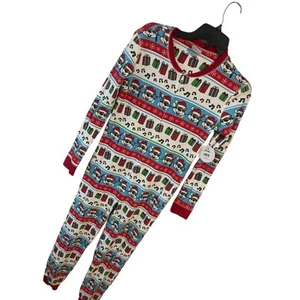 Buc-ees Unisex Youth (L) One Piece Zip Front PJ’s. Faux Drop Bottom Cotton Blend - Picture 1 of 8