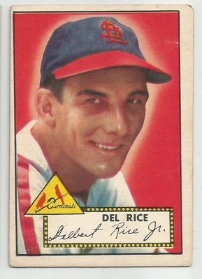 Nice 1952 Topps card of St. Louis Cardinals C. Del Rice #100-Ex+ - Image 1 of 2