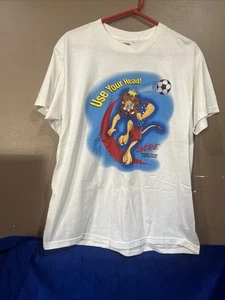 Vintage DARE Drugs 1997 Use Your Head Soccer Lion 90s T Shirt Size L - Picture 1 of 7