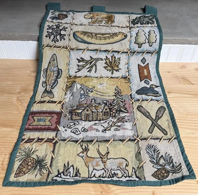 WMI Cabin Wilderness Tapestry Wall Hanging Lodge Decor 20.5x36 Rustic Nature - Image 1 of 4