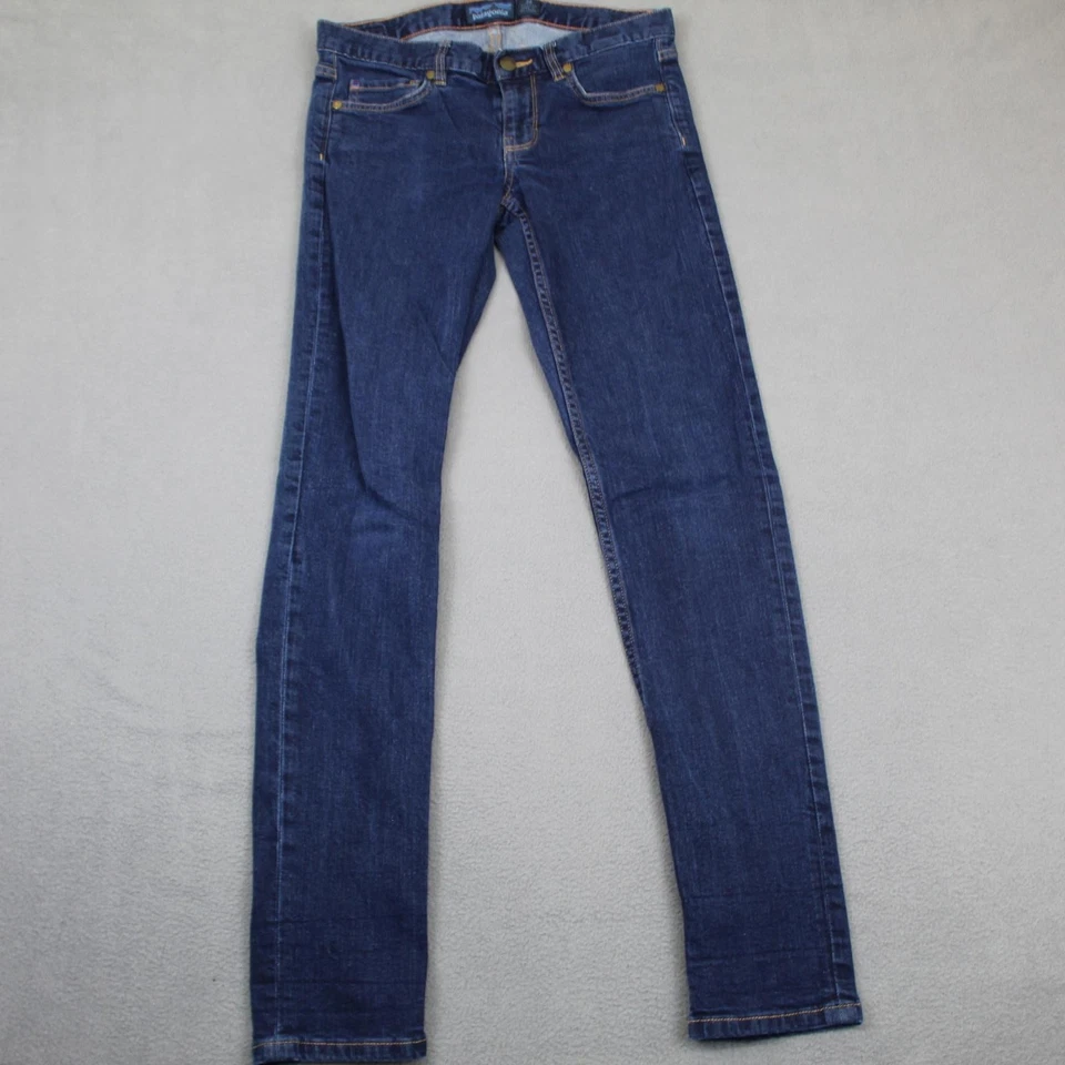 Pantalones de mezclilla Patagonia para mujer 28 calce ajustado algodón orgánico azul senderismo al aire libre Foto 1 de 4