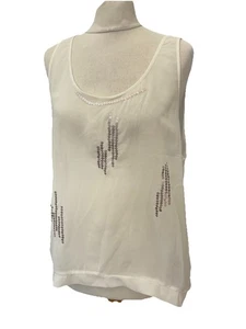 Miss Trend Cream Chiffon Blouse Size M Sleeveless Sheer Open Back Women’s - Picture 1 of 11