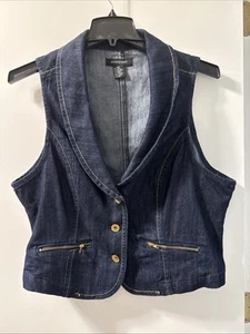 ashley stewart Jean Vest Gold Trim 18w - Picture 1 of 10