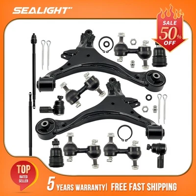 For 2001-2005 Honda Civic 12Pcs New Front Lower Control Arms Sway Bars Tie Rods - Image 1 of 4