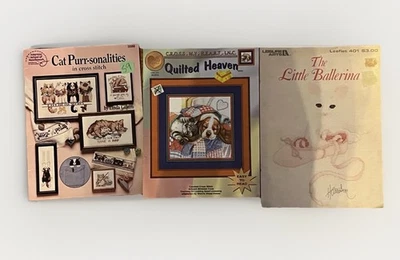 Cross Stitch Patterns Cat Themed Lot Of 3 - Image 1 of 4
