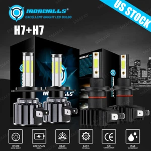 2/6 Sides H7 LED Headlight Combo Bulbs High + Low Beam 6500K Super White Bright - Picture 1 of 12