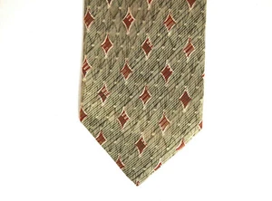 Robert Talbott Studio Mens Necktie Tie Beige Red Geometric 100% Silk 58" - Picture 1 of 4