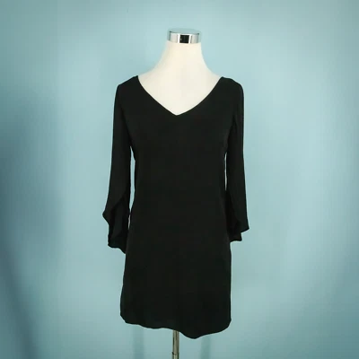 Vestido Milly Talla 4 Negro Cuello en V Manga Larga Estilo Funda Forrado 100% Seda Foto 1 de 4