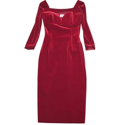 Chiara Boni Dress XSP Red Velvet Bodycon Long Sleeve Italy Formal Sexy Y2K - Image 1 of 4