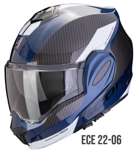 Casco reversibile moto Scorpion Exo tech EVO TEAM BLU flip back helmet - Picture 1 of 1
