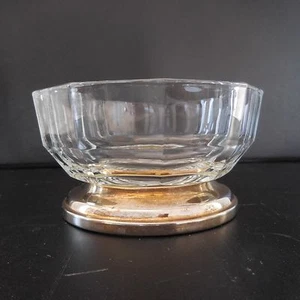 Coupe verre transparent métal argenté doré vide-poche design art déco made ITALY - Imagen 1 de 12