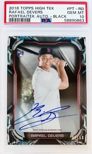 2018 Topps High Tek Rafael Devers Black Portraitek Auto Rookie RC #/50 PSA 10 ๐ - Picture 1 of 3