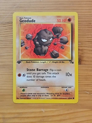 Pokemon TCG Geodude 47/62 Fossil 1st Edition LP WOTC. - Image 1 of 2