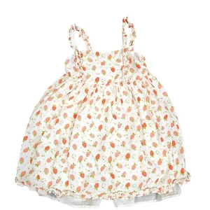 Joie Girls 7 Berries Fruit Cotton Sun Dress Lined White Raspberries Novelty - Picture 1 of 10