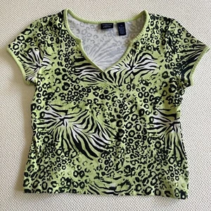 Top para mujer Westbound Petites estampado animal PS - verde/negro/blanco - Imagen 1 de 3
