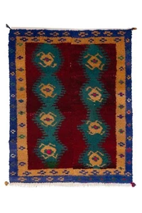 1970 Vintage Handmade Turkish Small Tulu Rug , 3'7'' X 4'4'' - Picture 1 of 12