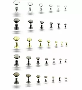 Hollow rivets single head, hemisphere, brass stainless, for leather bags decorative rivets - Picture 1 of 11