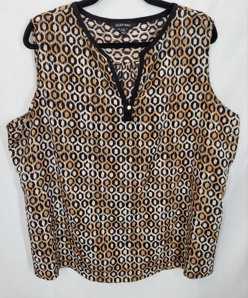 Mujer.Ellen Tracy Tank Talla Grande XL Estampado Animal Geométrico V15 Foto 1 de 3