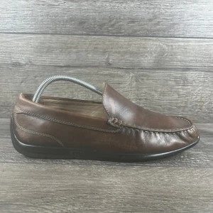 Ecco Driving Loafers Mens Size 42 US 8/8.5 Brown Leather Casual Shoes Slip On - Picture 1 of 23