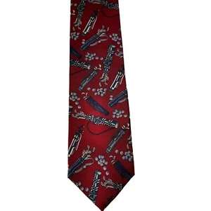 Hathaway Golf Silk Mens Neck Tie Novelty Image with Golf Club Bag Burgundy - Picture 1 of 3