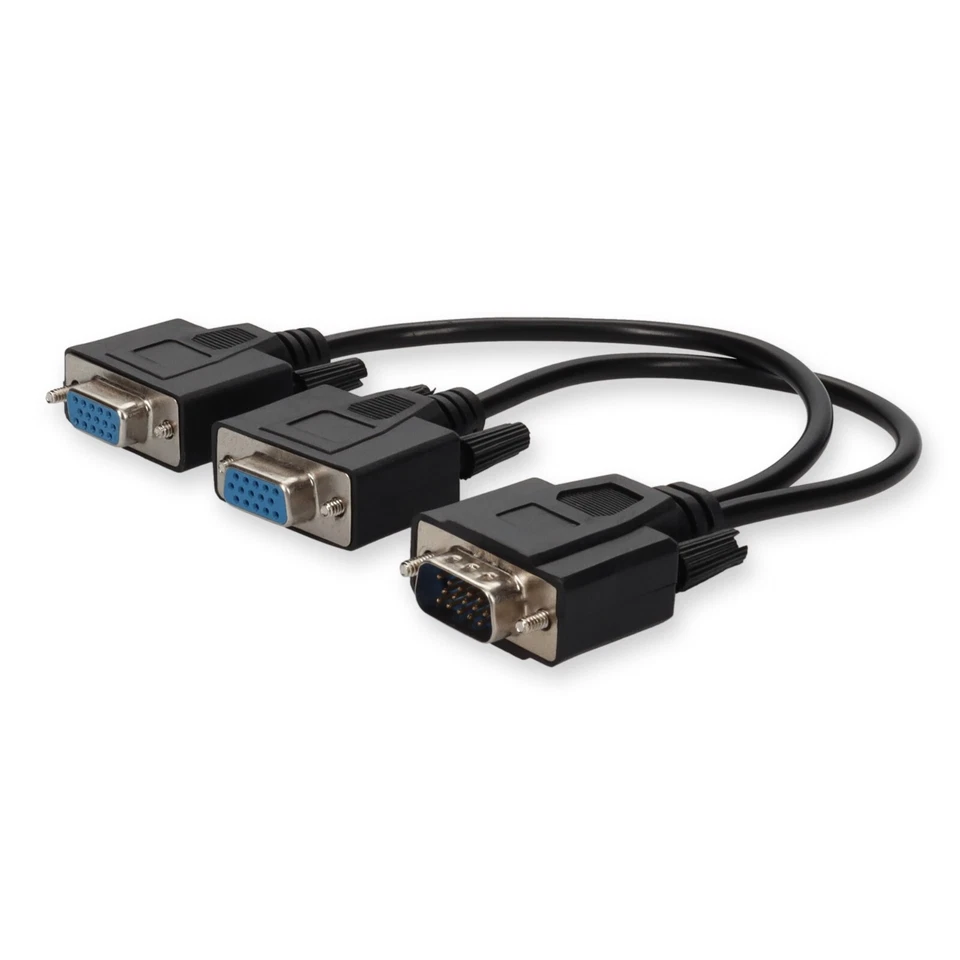 VGA Male to 2xVGA Female Black Adapter For Resolution Up to 1920x1200 (WUXGA) - Image 1 of 1