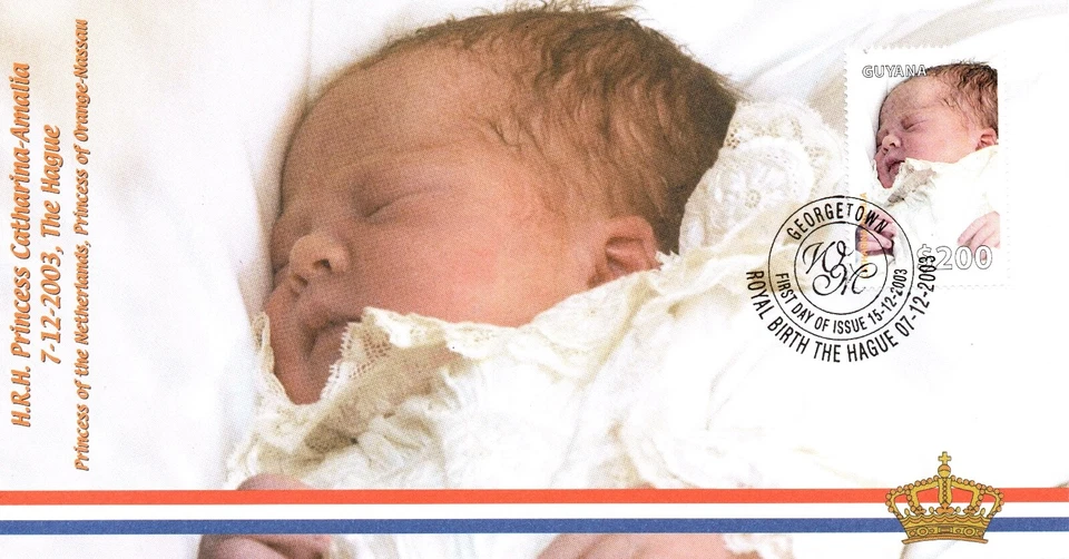 ГАЯНА 2003 РОЖДЕНИЕ ПРИНЦЕССЫ КАТАРИНЫ - AMALIA OF THE NETHERLANDS FDC (1) MNH - Изображение 1 из 1