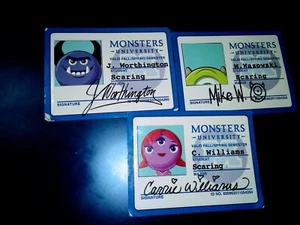 Carte spaventapasseri Monster University usate solo C.Willams, M.Wazowski, J.Worthington - Foto 1 di 2