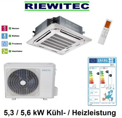 Deckenkassette Split Klimaanlage Wärmepumpe 5,3 / 5,6 KW kühlen & heizen A++ - Bild 1 von 4