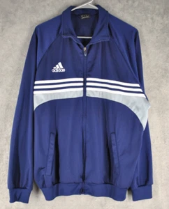 Adidas Track Jacket Mens L Blue 3 Strips Chest Logo Full Zip Long Sleeve Jogger - Picture 1 of 13