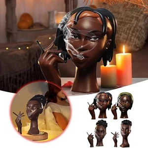 Lack Women Head Incense Burner Black Women Head Incense Holder Face Head NEW HOT - Picture 1 of 36