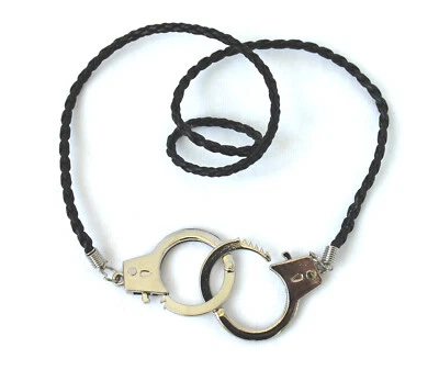 2 x Halskette Lederband MiniHandschellen Daumenschellen Halsband - Bild 1 von 4