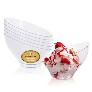 6 Pack 6oz Clear Angled Plastic Serving Bowls for Parties Weddings Catering - Picture 1 of 6