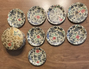 Juego de posavasos vintage de papel maché de 8 piezas con estuche flores florales a prueba de alcohol C23 - Imagen 1 de 24
