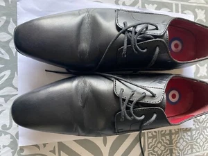 Men's Lambretta Ben Lace up Leather Upper Derby Shoes in Black Size 8 - Picture 1 of 9