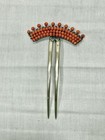 Antique Coral 800 Silver Hairpin Hair Jewelry Pin Accessory