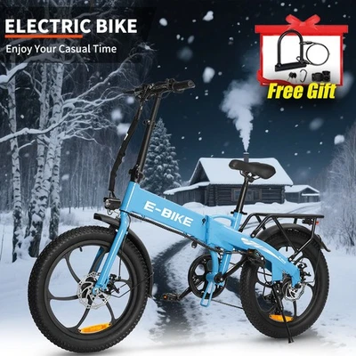 Adult Folding Electric Bike 850W 45miles Oversized 20" Fat Tire 48V 7 Speed Gear - Image 1 of 4