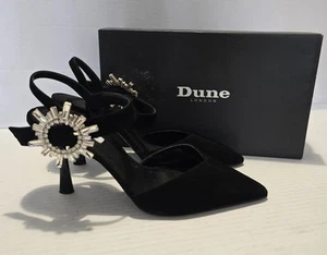 Dune Casa Dimante Wheel Brooch Black Suede Party Shoes UK Size 6 Worn Once  - Picture 1 of 8