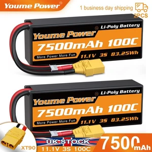 2pcs 11.1V 3S 7500mAh LiPo Battery XT90 Hard case for RC Car Truck Racing FPV - Picture 1 of 6