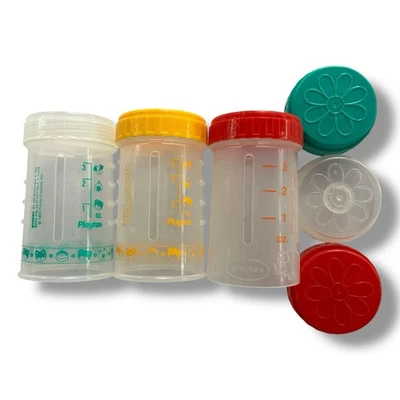 Vintage Playtex Drop In Original Nurser Flaschenhalter 4oz Gelb Rot Grün 3 Set - Bild 1 von 4