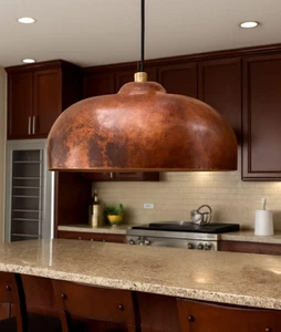 Handcrafted Moroccan Copper Pendant Light: Hammered Ceiling Lamp "10 inches" . - Picture 1 of 10