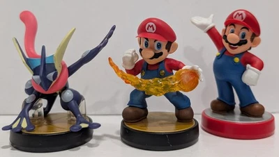 Nintendo Amiibo Lot Of 3 Super Smash Bros Mario Greninja Mario Party Figure - Image 1 of 2