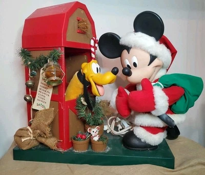 Santa’s Best Disney RARE 19” Mickey & Pluto Barn Christmas Animated - Image 1 of 4