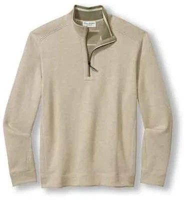 Tommy Bahama Reversible New Flip Coast Half Zip Pullover 2XLB Sisal Heather NWT - Image 1 of 4