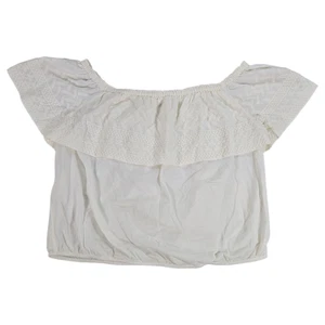 Lucky Brand Damen XL weiß schulterfrei bestickt Baumwolle Top Boho Artsy Country - Bild 1 von 9