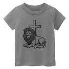 American Lion Jesus Cross Faith Religious Kid's T Shirt Christian USA Gift Tee