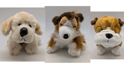 3 GANZ Webkinz Dog Plush Toys -Collie HM149 - Lab HM153 - Bulldog HM126 NO CODES - Image 1 of 4