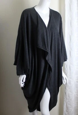Luxe New Eskandar 0 OS Gray Jersey Wool Cashmere Silk Cocoon Sweater Cardigan - Image 1 of 4