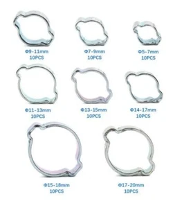 10PCS Double Ear Clamps O Clips Fuel Petrol Air Water Hose Pipe Steel Clip - Picture 1 of 9